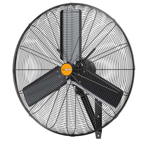 24 inch Outdoor Oscillating Wall Mounted Fan, High Velocity IPX4 Waterproof 7350 CFM Industrial Metal Wall Fan, 2 Speed, Adjustable Tilt, for Greenhouse, Patio, Garage, Workshop - size: 24inch-outdoor