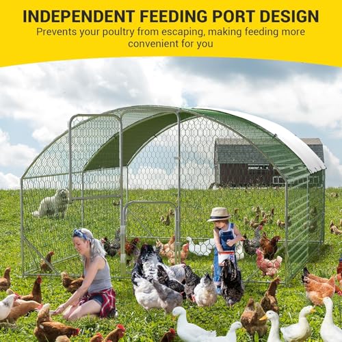 Large Metal Chicken Coop, Walk-in Poultry Cage, Large Chicken Run with Waterproof & Anti-UV Cover, Chicken Pen with Double Lockable Doors for Outdoor, 9.8x13.1x6.6FT - size: 9.8' W x 13.1' L x 6.6' H