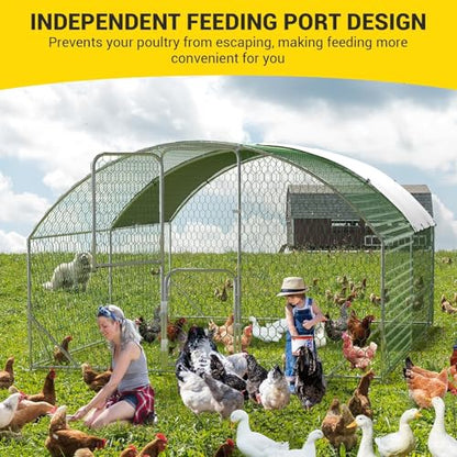 Large Metal Chicken Coop, Walk-in Poultry Cage, Large Chicken Run with Waterproof & Anti-UV Cover, Chicken Pen with Double Lockable Doors for Outdoor, 9.8x13.1x6.6FT - size: 9.8' W x 13.1' L x 6.6' H