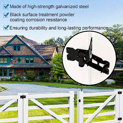 Self Locking Gate Latch and Gate Hinges Set Heavy Duty Hardware Hinges for Vinyl and Wood Fence with Installation Screws and Swing Adjuster Tool Heavy Duty 1 Gate Latch 2 Gate Hinge