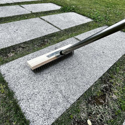 ordinarYone Strong Stainless Steel Deck Brush With 59 Inch Customizable Handle For Concrete Wood And Outdoor Spaces