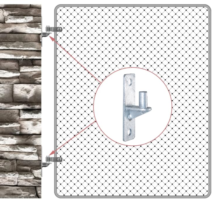 Wall Mount Gate Hinge Chain Link Fence Gate Hinges with 5/8 Hinge Pin (4 Pcs) - size: 4 Pcs
