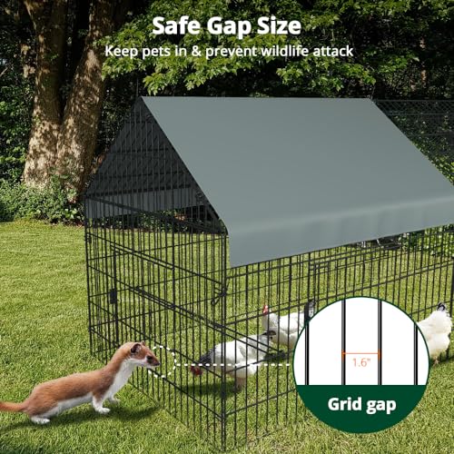 PawGiant Chicken Coop, Chicken Run Pen for Yard with Cover Outdoor Metal Portable Chicken Tractor Cage Enclosure Crate Outside for Small Animals Duck Rabbit Hen 21ft x 3.5ft - size: 260.0"L x 40.0"W x 40.0"H