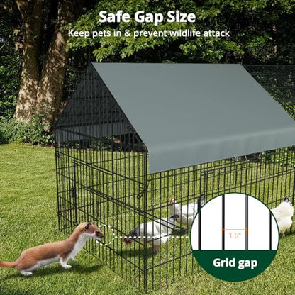 PawGiant Chicken Coop, Chicken Run Pen for Yard with Cover Outdoor Metal Portable Chicken Tractor Cage Enclosure Crate Outside for Small Animals Duck Rabbit Hen 21ft x 3.5ft - size: 260.0"L x 40.0"W x 40.0"H