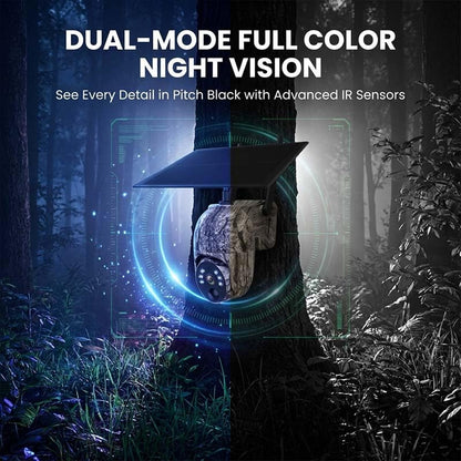 4G LTE Cellular Trail Camera with Built-in SIM Card, Solar Powered Game Camera, 4MP Ultra HD 360° Live Streaming, Motion Activated Trail Cam with IR & White LED Night Vision, IP66 Waterproof (1pc) - color: 1pc