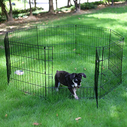 Peekaboo Dog Playpen 24 Inch, 8 Panel Foldable Pet Fence, Black | Sturdy Metal Pet Fence,Quick Folding Setup,Indoor and Outdoor Use,Climate Pledge Friendly Choice - style: Only playpen