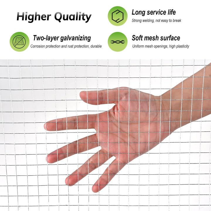Cieex Hardware Cloth, 1/2inch 23Ga 16in x 50ft Chicken Wire Fencing, Galvanized Welded Chicken Wire Mesh for Chicken Coop Poultry Netting Garden, Predator Proof Chicken Wire Fence Roll