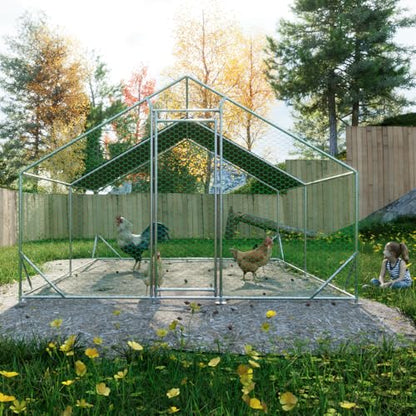 Sturdy Walk-in Chicken Run with Galvanized Steel Frame and PVC-Coated Hexagonal Wire Mesh for Outdoor Poultry Enclosure (3x4m) - color: 3x4m