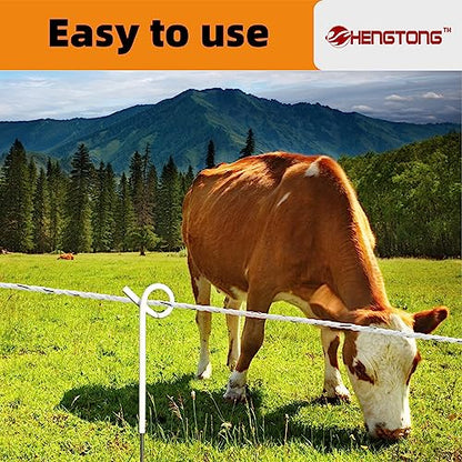 White Electric Fence Poly Rope 1/4 Inch 656ft for Horses | Upgraded portable polyrope, 6×0.18mm stainless steel conductors, safe for large farm animals