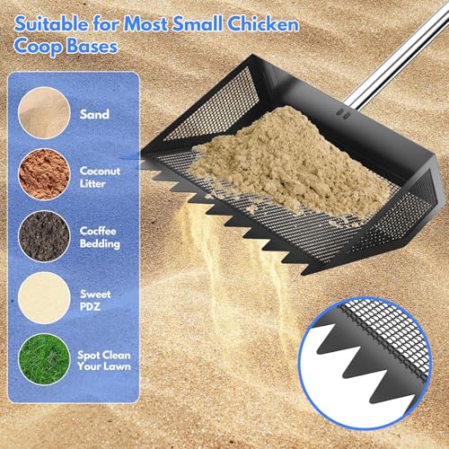 Ergonomic Rubber Grip Manure Scooper for Elderly Users Adjustable 35 65 Inch Stainless Handle for Back Chicken Coops Rakes Scooper with Long Handle - color: B