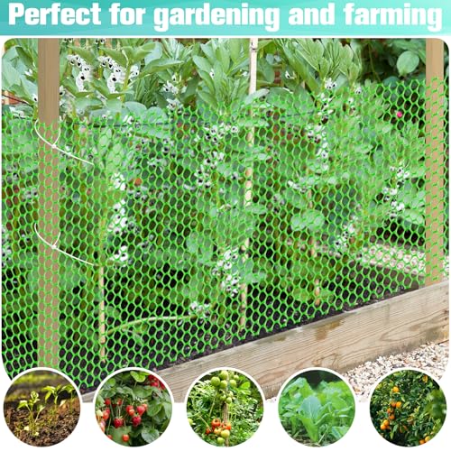 Plastic Mesh Fence Sheet 15.7IN x 10FT - 0.3IN Opening Plastic Chicken Wire Netting Roll Durable for Dogs, Poultry, Puppy, Garden Snake Barrier with 50 Pcs Zip Ties - Green - color: Green, size: 15.7IN x 10FT + 50Ties