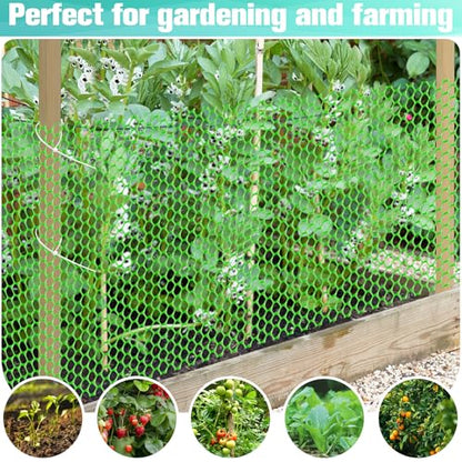 Plastic Mesh Fence Sheet 15.7IN x 10FT - 0.3IN Opening Plastic Chicken Wire Netting Roll Durable for Dogs, Poultry, Puppy, Garden Snake Barrier with 50 Pcs Zip Ties - Green - color: Green, size: 15.7IN x 10FT + 50Ties