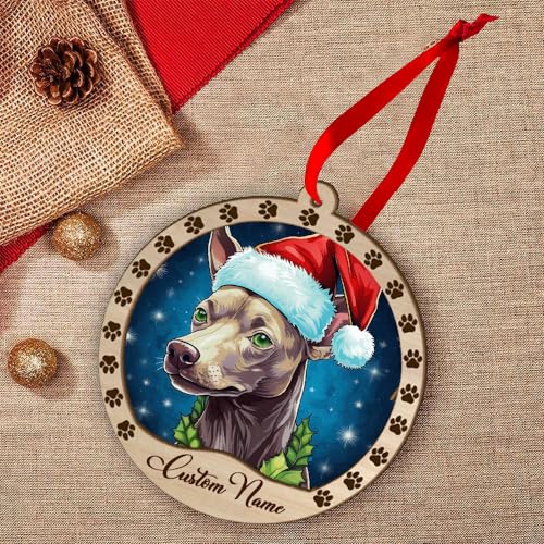 Personalized American Hairless Terrier Ornament, American Hairless Terrier Christmas Ornament, Custom Name American Hairless Terrier Dog Suncatcher for Christmas Tree - color: American Hairless Terrier