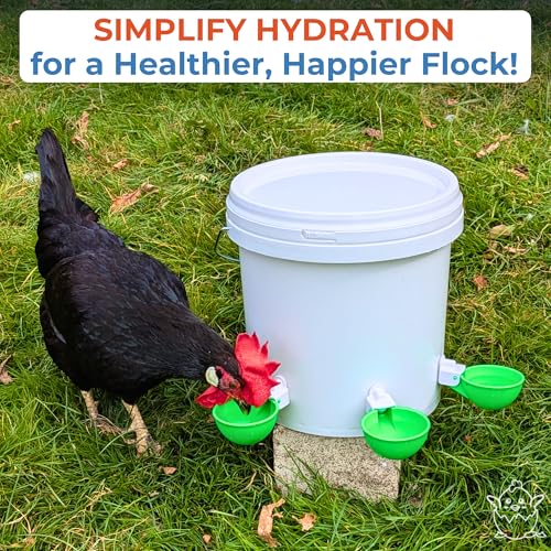 Lil'Clucker - Large Automatic Chicken Waterer Cups Suitable for Ducks, Geese, Turkeys, and Bunny Rabbit - Water Feeder Kit - Poultry Waterer (Green, 8 Pack) - color: Green, size: 8 Pack