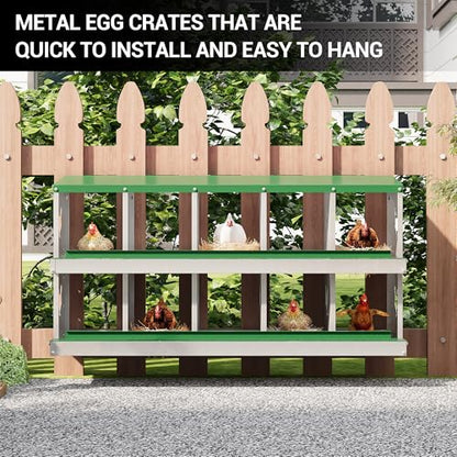 Chicken Nesting Box, 10-Hole Nesting Boxes, Removable Tray, Ventilation Holes, Easy Egg Collection & Cleaning, Laying Boxes for Hens, Green - color: Green, size: 53.5"L x 16.9"W x 26.6"H