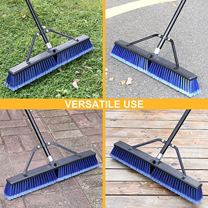 24 inches Push Broom Outdoor for Deck Driveway Garage Yard Patio Concrete Floor Cleaning-Blue - size: 24 Inches Heavy Duty