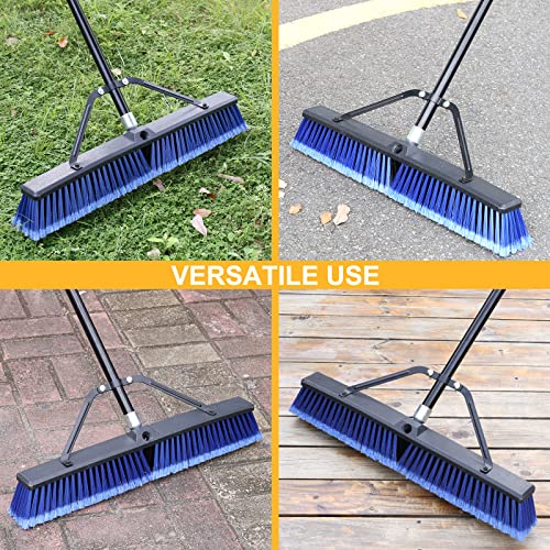 24 inches Push Broom Outdoor for Deck Driveway Garage Yard Patio Concrete Floor Cleaning-Blue-2 Pack - size: 24 Inches Heavy Duty 2-Pack