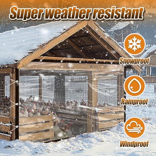 6.6x10Ft Chicken Coop Cover for Rain - Waterproof Durable Chicken Run Tarp with Elastic Cords & Rope, Easy to Install for Large Chicken Cage Walk-in Chicken Run Pen