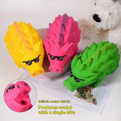 Dog Latex Pig Toy, Large Squeaky Design with Textured Back for Chewing, Training, and Floating Play (Green) - color: Green
