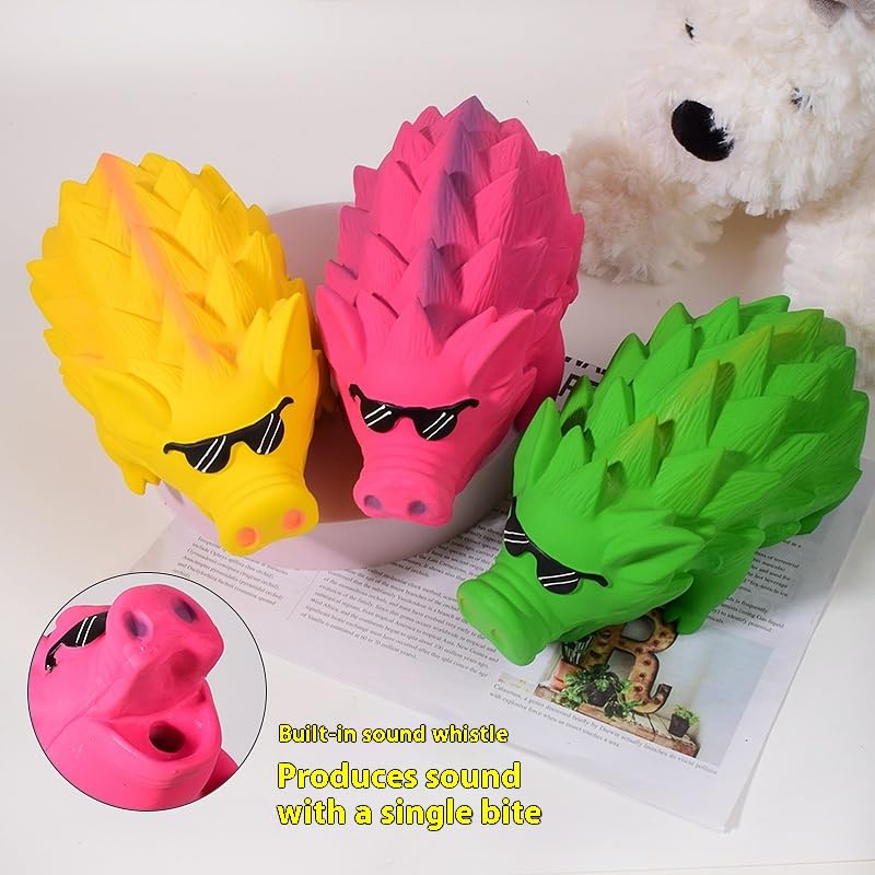 Dog Latex Pig Toy, Large Squeaky Design with Textured Back for Chewing, Training, and Floating Play (Yellow) - color: Yellow