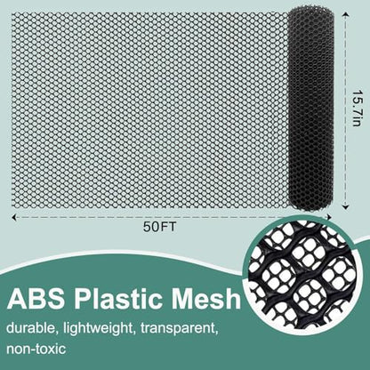 Chicken Plastic Wire Fencing Mesh - Heavy-Duty Plastic Chicken Black Wire Fence Mesh for Gardening, Barrier Netting, Poultry Dogs Rabbit Fencing (Black, 15.7IN x 50FT) - size: 15.7IN x 50FT
