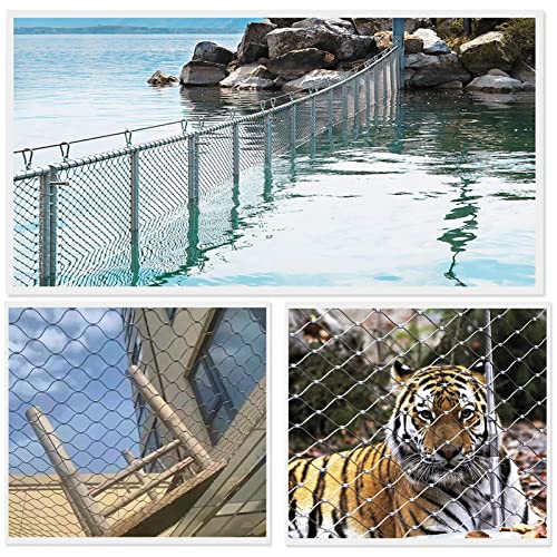 Stainless Steel Wire Rope Cable Mesh Netting, 3.3x6.6ft Balcony Protection Net, 10cm/2mm Garden Poultry Chicken Wire Netting, Durable Deer Fencing Net, Animal Fence