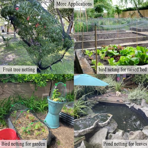 Bird Netting for Chicken Coop 15x15 FT, 1/2 in Mesh Chicken Run Netting Roof Cover Against Hawks, Eagles, Owls, Strong Woven Bird Netting for Garden, Fruit Tree, Plant, Vegetable Protection - size: 15x15 FT