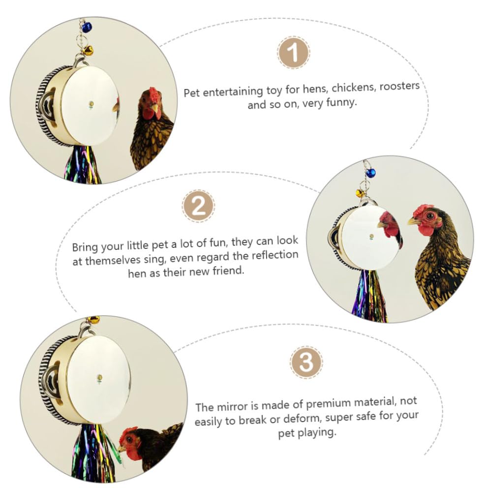 Chicken Hanging Double Sided Stainless Steel Drum Mirror Plaything for Hens and Chicken Play Equipment for Entertainment and Engagement