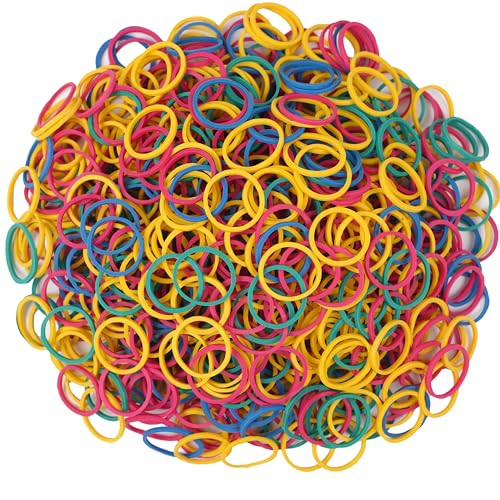 Foshine Rubber Bands Small Mini Elastic Band Yellow Blue Green Red 1300pcs Rubber Band 1.2inch Office Supplies Home Inside Diameter 0.63in (Multicolour)