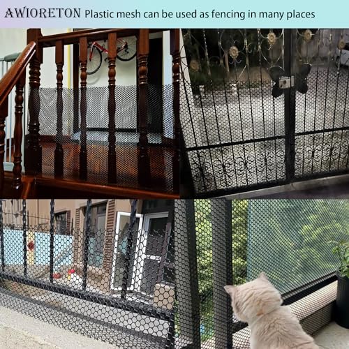 Upgraded Heavy Duty Plastic Chicken Wire Fence Mesh - 15.7" x 10' Black Poultry Netting with 40 Zip Ties - Rustproof Pet Safety Balcony Net, Garden Fencing for Snake/Rabbit, Floral Mesh for Crafts - color: Black