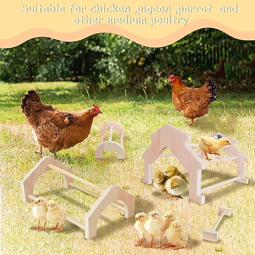 Wooden Chicken Perch (4 Pack), Jungle Gym Roosting Bar, Chicken Coop Accessories