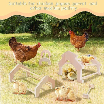 Wooden Chicken Perch (4 Pack), Jungle Gym Roosting Bar, Chicken Coop Accessories