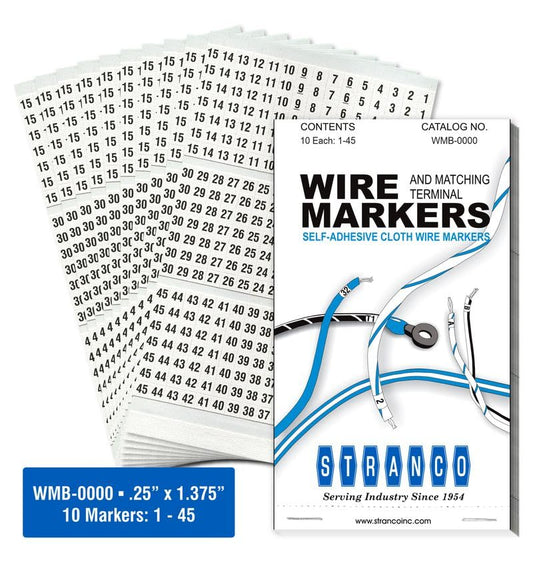 Premium Wire Marker Book Numbered 1-45 for Cable Management, Vinyl-Coated, High-Tack Adhesive, Electric Panel Wire Labels 10 Pages/Book - color: Numbered 1-45, size: Pack of 1