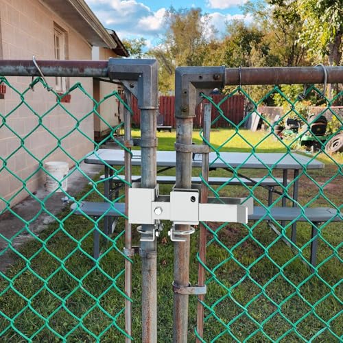 Chain Link Fence Double Gate Latch for 2" Gate Frame Chain Link Fence Gate Latch Residential Strong Arm Double Gate Latch for Metal Gate - size: For 1 5/8" thru 2" Gate Frames