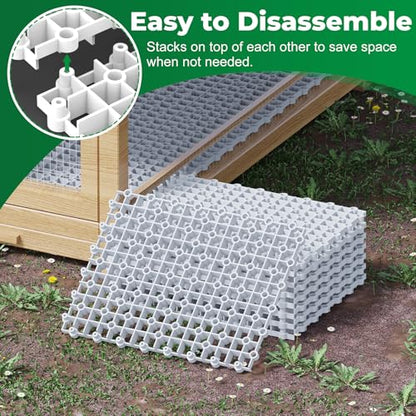 Forestchill Chicken Coop Ground Pads, 9 Pcs Plastic Floor Pads for Chicken Coops, Reusable Interlocking Walking Mats, Chicken Coop Accessories to Keep Coop Dry and Clean, Flexible to Splice