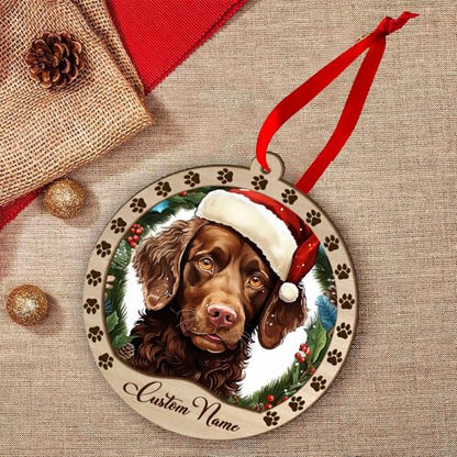 Personalized American Water Spaniel Ornament, American Water Spaniel Christmas Ornament, Custom Name American Water Spaniel Dog Suncatcher for Christmas Tree - color: American Water Spaniel