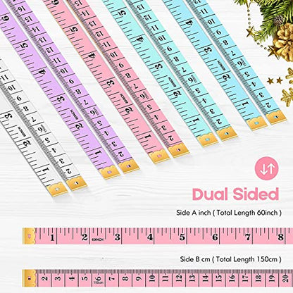 Tape Measure, iBayam Soft Ruler Measuring Tape for Body Weight Loss Fabric Sewing Tailor Cloth Vinyl Measurement Craft Supplies, 60-Inch Double Scale Ruler, 2-Pack, Pastel Pink, Purple - color: Pastel Pink, Purple
