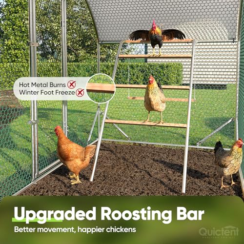 Quictent Essential Series 6.6x9x6.6ft Metal Chicken Coop Run with Climbing Ladder, Walk-in Outdoor Poultry Cage with PVC Coated Chicken Wire, Hen Duck Rabbit Farm House, Waterproof Anti-UV Cover - size: 6.6x9ft