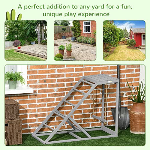 PawHut Chicken Activity Play for Healthy & Happy Animals, Swing Set with Chicken Perches & Hen Ladder, Coop Toy, Gray - color: Grey