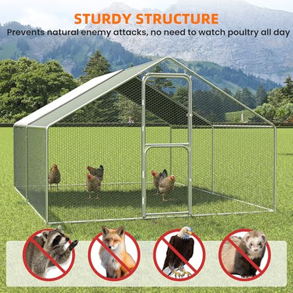 Large Chicken Coop for 20 Chickens,Walk-in Chicken Run for Yard with Cover,Chicken Pens Outdoor Metal Portable Chicken Tractor Cage Enclosure Crate Outside for Small Animals Bird Duck Rabbit Hen - size: 144.0"L x 120.0"W x 72.0"H