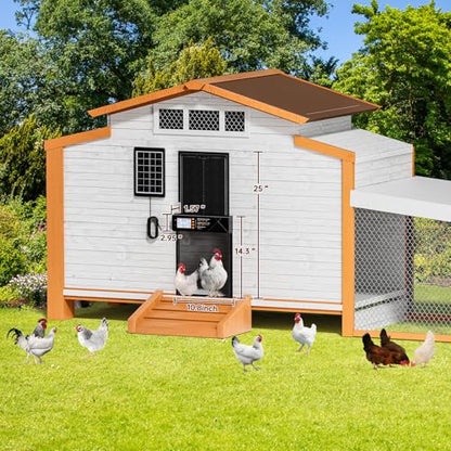 Automatic Chicken Coop Door Solar Powered, Extra Large Auto Chicken Door Mix 4 Modes with Timer & Light Sensor, USB-c Charging, Anti pinch & Alert, Remote, LED Screen, Aluminum Weather Proof Coop Door