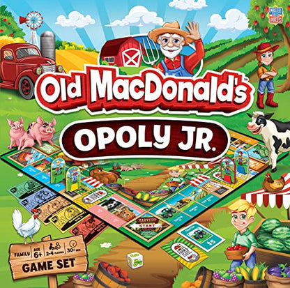 MasterPieces Kids & Family Board Games - Old MacDonald's Farm Opoly Jr. - Officially Licensed Board Games for Kids, & Family - style: Old MacDonald's Farm