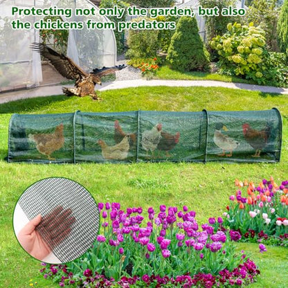 UNIFAMILY Chicken Tunnel for Outside 12FT, Flexible Chickens Runs for Yard, Quick Installation Shade Net Protection from Sun Portable Chicken Tunnels, Poultry Coop Run Tunnels Perfect for Backyard