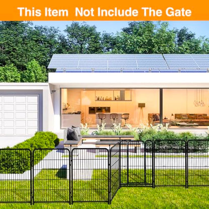 Getlay Doorless Dog Digging Fence Barrier,48in(H) 12 Panels Total 26.6 Ft(L), Black Metal Fencing for Yard 4ft Tall, Dog Fence Outdoor for Yard, Fencing for Garden Beds, Garden Fences Border - size: 48''(H)-12panels-26.6ft(L) no gate