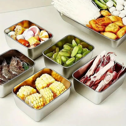 6pcs Stainless Steel Stacking Food Containers with Lids, Reusable Snack & Prep Containers for Office, sp-00018 - color: silver-01