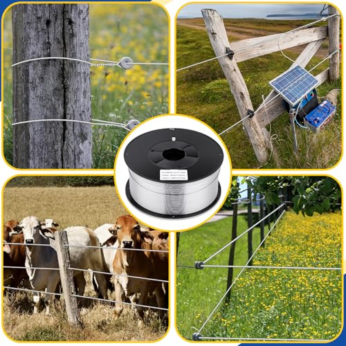 Gisafai 2000 ft 14 Gauge Aluminum Wire for Electric Fencing, Aluminum Alloy Wire for Electric Fencing, High Conductivity & Durability - size: 2000 ft 14 Gauge