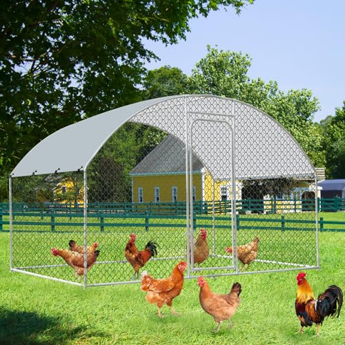 Chicken Coop Large Metal Chicken Run for 6/10 Chickens Poultry Cage with Waterproof Cover for Duck Walk-in Chicken Pen for Yard 9.8'W x 4.9'L x 6.4'H - size: 117.6"L x 59.0"W x 76.8"H
