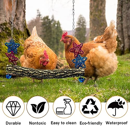 Chicken Bird Swing,Chicken Perch,Natural Wooden Swing Toys,Wood Stand for Chick,Safe and Relief of Stress,Chicken Coop Accessories,Coop Swing for Chicken Bird,Parrot,Hens (3PCS) - color: 3pcs
