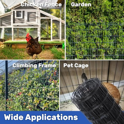 Welded Wire Mesh 48in x100ft 16 Gauge PVC Coated Garden Metal Mesh | Perfect for gardens, raised beds, chicken coops, rabbit enclosures and outdoor DIY projects with durable welded metal mesh. - size: 2×3in 48''×100'