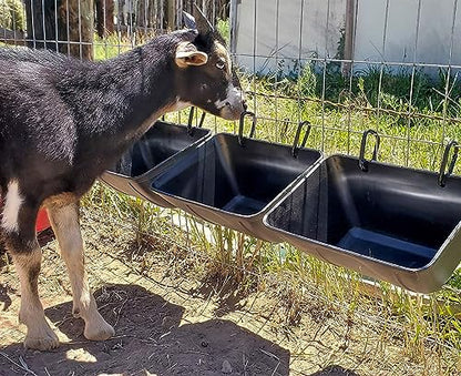 mozoba Hanging Chicken Feeder Trough for Goat Sheep Deer Poultry Duck Chicken Fence Feeder Livestock Feeding Container Goats Supplies Feeders Waterer Bucket (Matte Black) - color: Matte Black